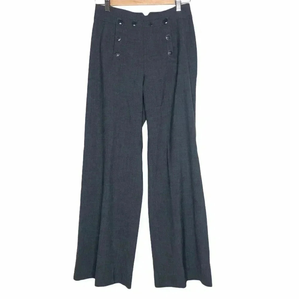 Trina Turk Women's Sailor Pants Size 2 Wool Grey